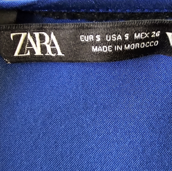 💙ZARA Gorgeous Cobalt Blue Deep V-Neck Front Draping Bodysuit, Size S - Picture 7 of 8